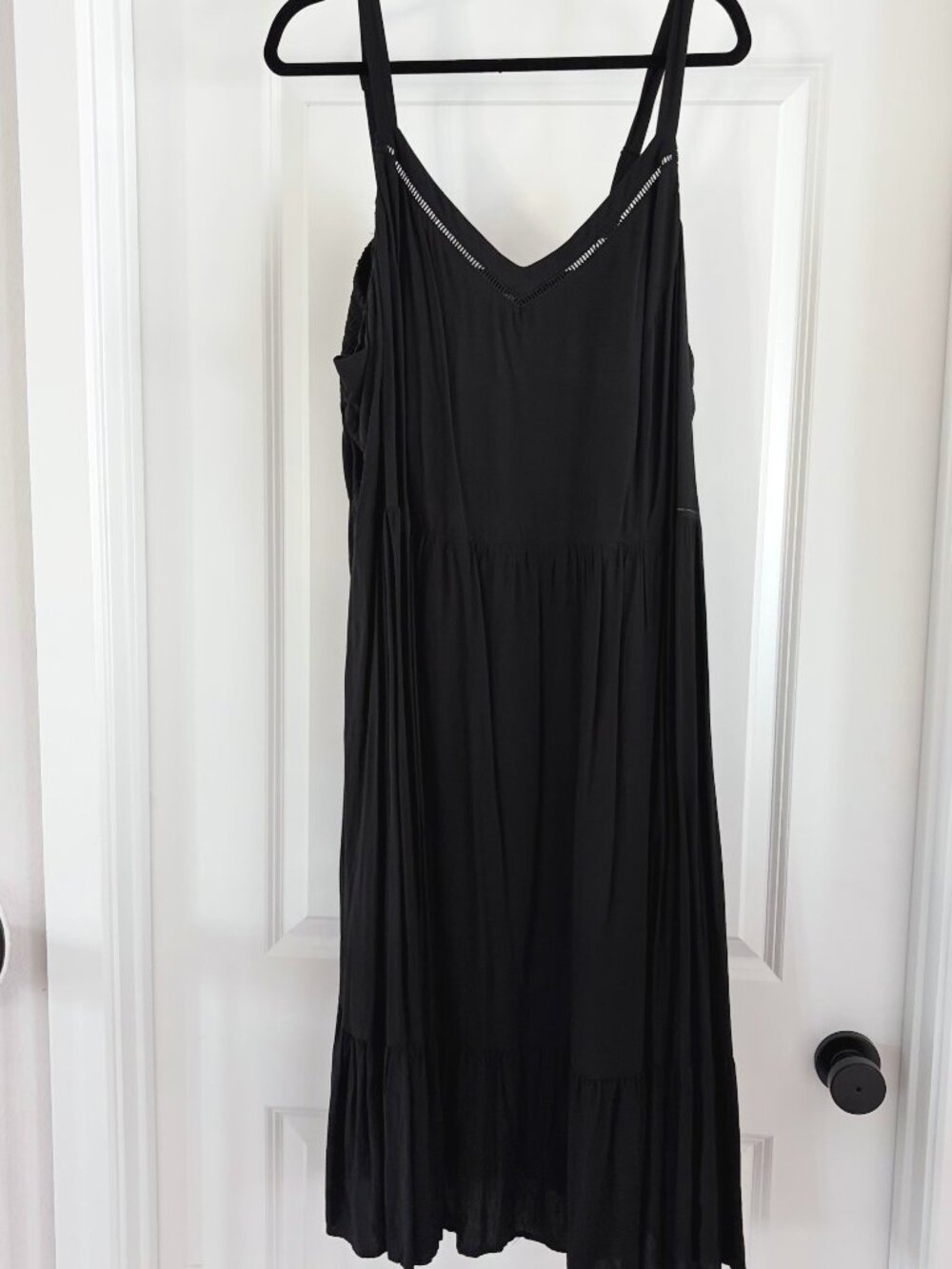 Old Navy NWOT Tiered Midi Cami Dress Black Smocked Back Rayon Size 3X